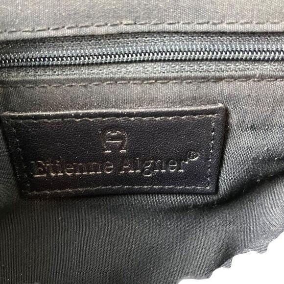 Etienne Aigner Womens Navy Blue Leather Flap Pocket Small Purse Shoulder Bag - Picture 3 of 16